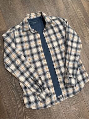 American Eagle Plaid Button Down Shirt & T Shirt